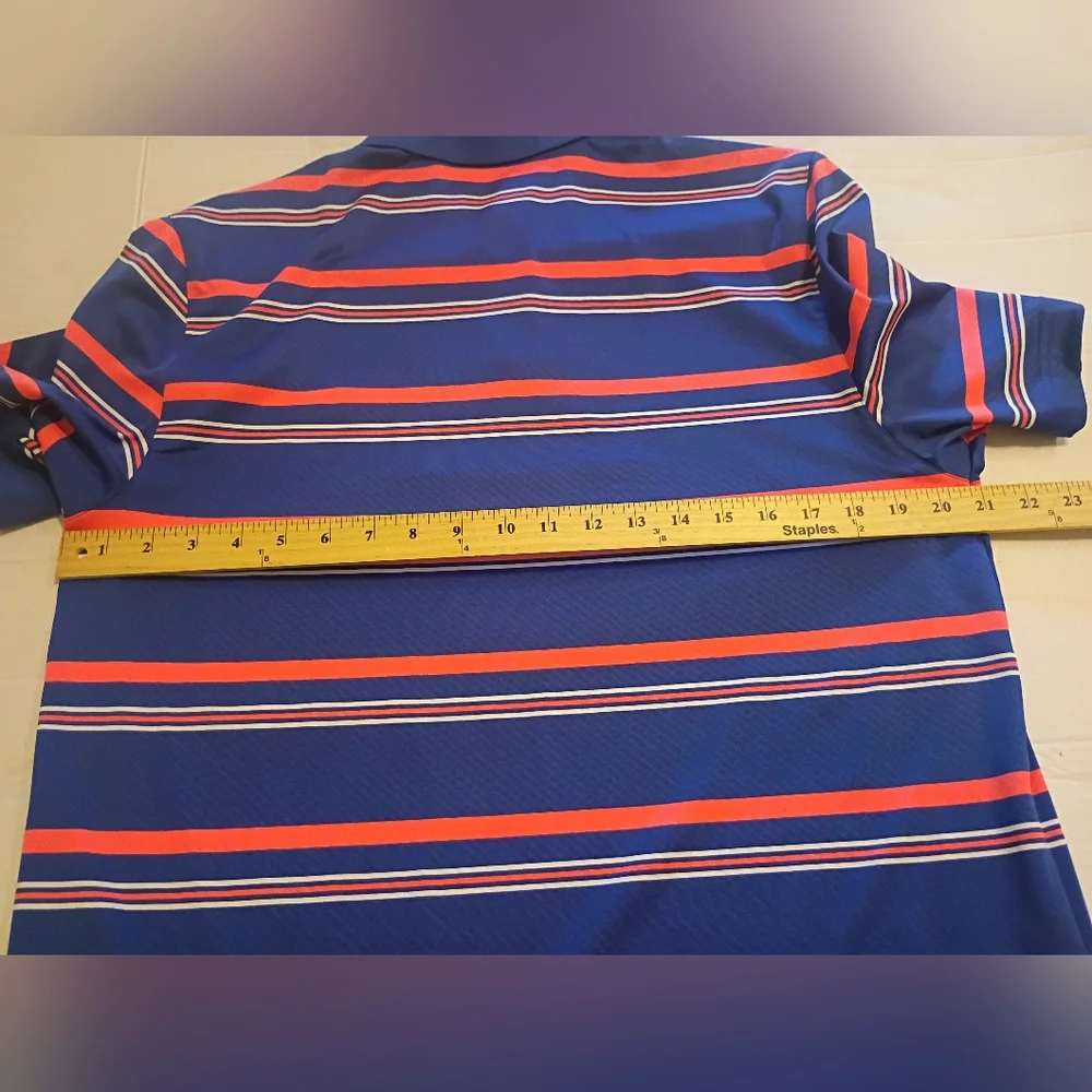 Under Armour Moose Heat Gear Men's Blue‎ Striped Polo Shirt Sz M